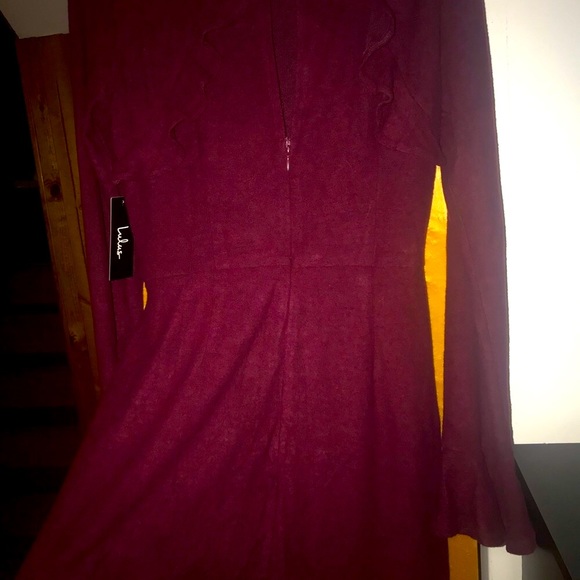 Lulus burgundy strechy fuzzy wrap Dress NWT - Picture 2 of 6